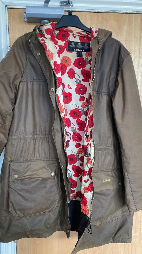 Vintage Barbour Wax Jacket with poppy 